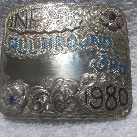 INPHC All Around  3RD 1980 Silver Buckle Flower Hanson Signed Vintage !! main image 11
